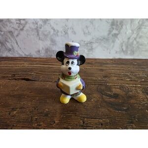 Vintage Disney Mickey Mouse Ceramic Figurine Purple Coat Top Hat Collectible 4"